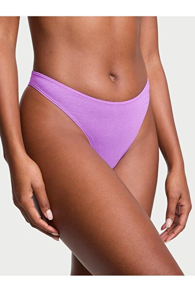 Victoria's Secret Tanga elastică din bumbac Deep Leg croială Scoop