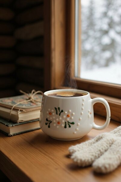 Barbarossa Pastel Daisy Patterned Ceramic Coffee Cup – Handmade Stylish Design