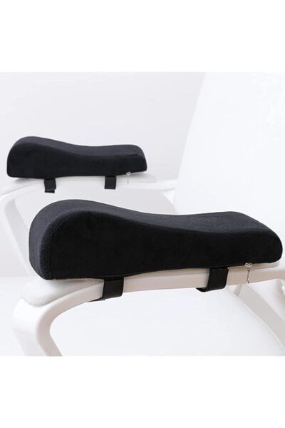 Generic 2 PCS Memory Foam Comfort Armrest Pads, Washable, Black, Polyester, E...