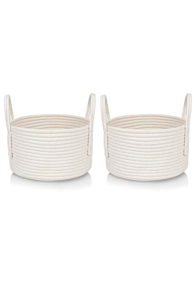 Generic Small Cotton Rope Storage Basket, 2 Pack Cute Small Baby Nursery Bask...