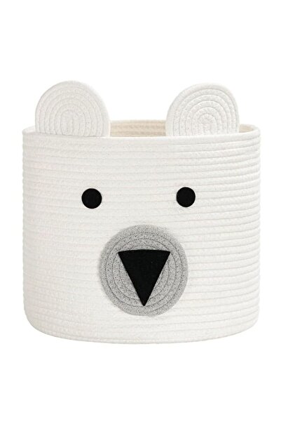 Generic سلة دب بوليفيا، 31 سم × 26 سم، رمادية اللون، مصنوعة من حبل قطني ناعم ومتين، سلة غسيل منسوجة، آمنة