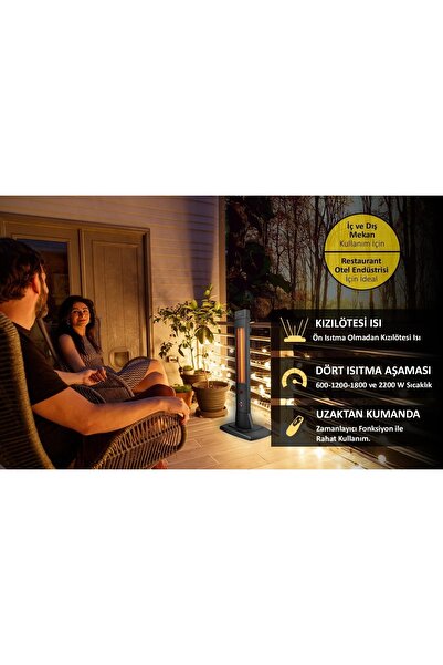 Mirkraft Solaris 2200 Yüksek Verimli Karbon Infrared Isıtıcı 4 kademe uzaktan kumandalı