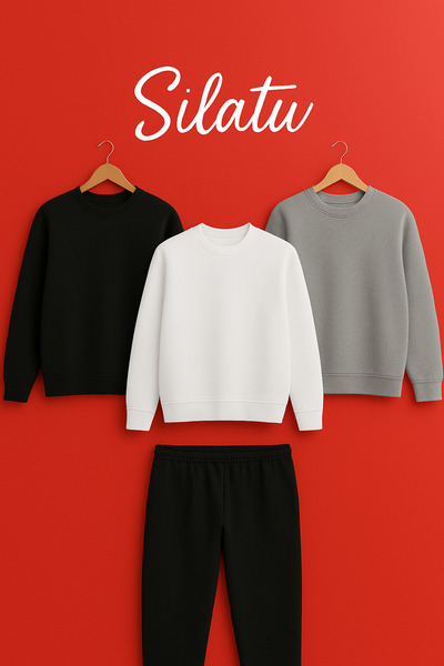 SILATU ΣΕΤ 4 ΤΕΜΑΧΙΩΝ SIFIRYAKA SWEAT (ΜΑΥΡΟ-ΛΕΥΚΟ-ΓΚΡΙ) ΦΟΡΜΑ ΜΑΥΡΟ