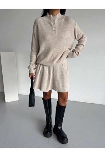 GİYSİ DÜNYASI 57 Knitwear Fabric Sweater Skirt 2-Piece Set
