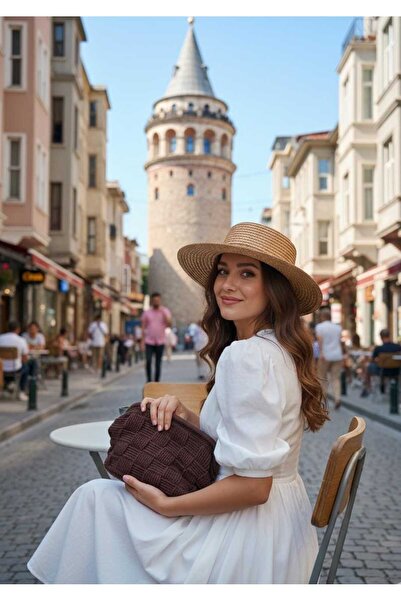 NEXT LİFE STORE حقيبة مدرسية محبوكة يدويًا باللون البني مقاس 22 سم