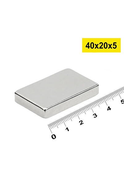 Epilons 50 adet 40x20x5mm Neodyum Magnet Güçlü N35 Mıknatıs Köşeli Nikel Kaplama