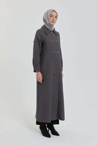 Nihan Large Size Thin Quilted K Double-Breasted Overcoat