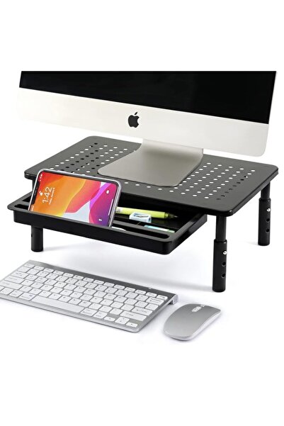 Generic حامل شاشة Ecvv، حامل شاشة قابل للتعديل بثلاثة ارتفاعات مع درج تخزين للكمبيوتر الشخصي