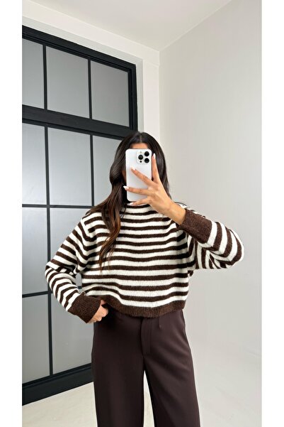 Le Savu Mekani pleteni džemper dugih rukava sa prugastim detaljima