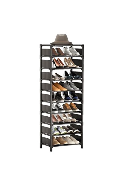 Generic رف أحذية عمودي عريض من ORCHID M®، مكون من 10 طبقات، منظم أحذية قوي وموفر للمساحة، رف أحذية قابل للتكديس،