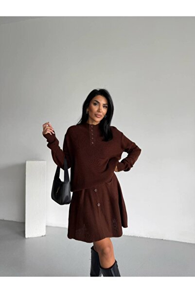 GİYSİ DÜNYASI 57 Knitwear Fabric Sweater Skirt 2-Piece Set