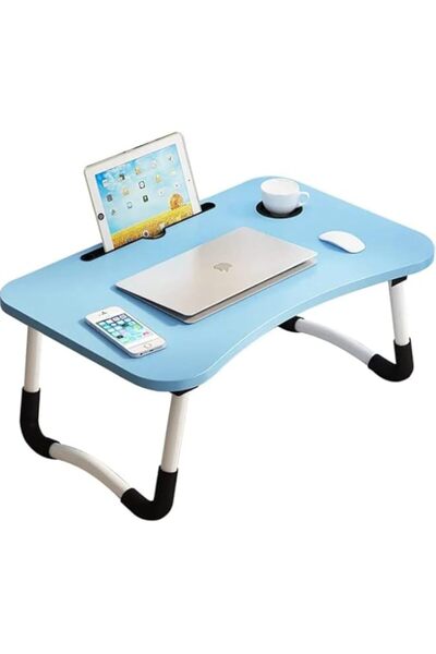 Generic مكتب كمبيوتر محمول قابل للطي من YU WELL مناسب للسرير والأريكة مع حامل لجهاز iPad وكوب قهوة (24 × 16 × 10