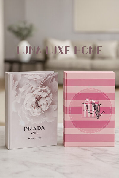 Luna Luxe Home 2'li Kitap Görünümlü Dekoratif Kitap Kutu Seti