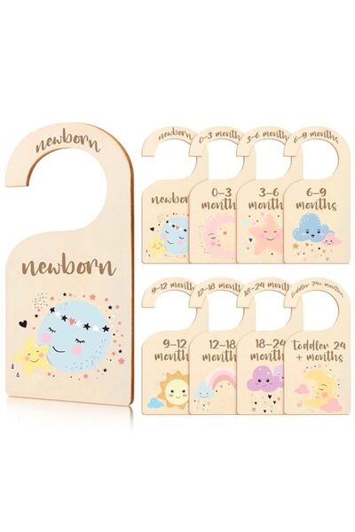 Generic 8 قطع من فواصل خزانة الأطفال الخشبية، منظم ملابس مزدوج الجوانب للأطفال من حديثي الولادة إلى 24 شهرًا لغرفة الأطفال