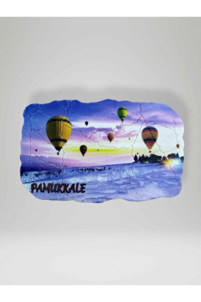 Mundy PAMUKKALE Temalı Çatlatma Polyester Magnet Buzdolabı Süsü 9cm x 5,5cm (...
