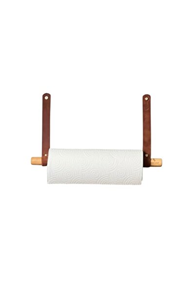 Generic ديكور من الخيزران | حامل مناشف ورقية ياباني - تصميم بسيط مصنوع من الخشب الصلب والجلد