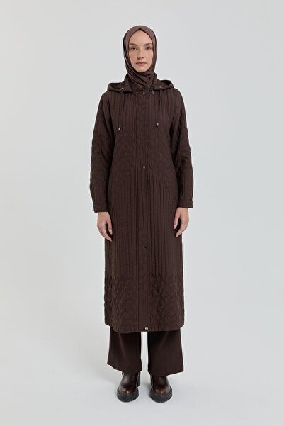 Nihan Plus Size Thin Quilted Portable Hooded Overcoat