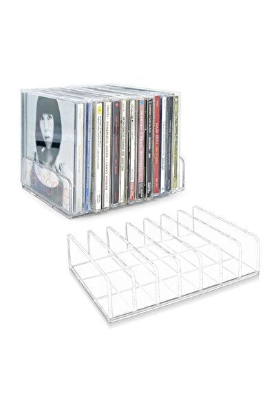 Generic حامل أقراص مضغوطة من الأكريليك الشفاف X spring، قطعتين من رف عرض الأقراص المضغوطة وصندوق تخزين أقراص DVD، منظم رف الوسائط لـ