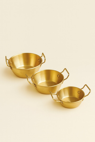 Mirilliahome 3'lü Gold Renk Mini Sahan Seti | 10-12-14 cm Paslanmaz Çelik Ser...