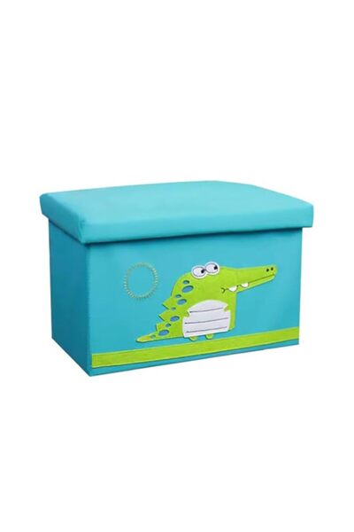 Generic صندوق تخزين بغطاء من JZLIFE، مقعد تخزين، صندوق منظم كبير وقابل للطي بنقوش لطيفة للأطفال