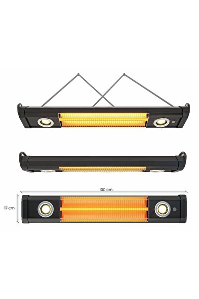 Mirkraft VEGA 2500W Sarkıt Tipi Karbon Infrared Isıtıcı Kumandalı Led aydınlatmalı