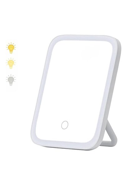 Generic مرآة زينة مضاءة من أرابيكو، مقاس 8×6 بوصة، مرآة مكياج LED قابلة للتعتيم بثلاثة ألوان مع تحكم باللمس، منفذ