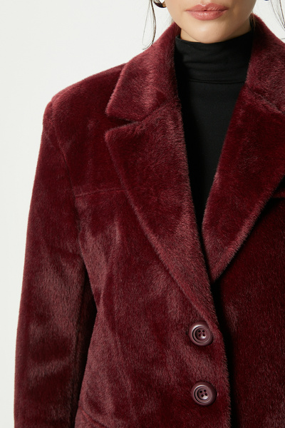 Ritnice Women's Tylor Burgundy Faux Fur Coat