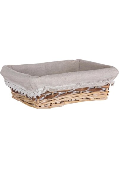 BANQUET Coș de pâine din răchită căptușit cu material textil, margini festona...