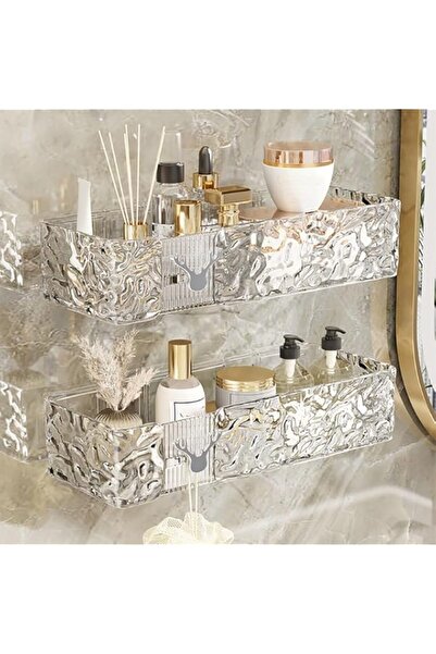 Generic مجموعة رفوف الحمام UrbanEssentia المكونة من قطعتين - منظم حمام لاصق بدون حفر ورف تخزين