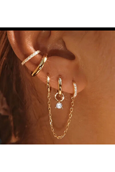 B.BOXED Dörtlü küpe set gold