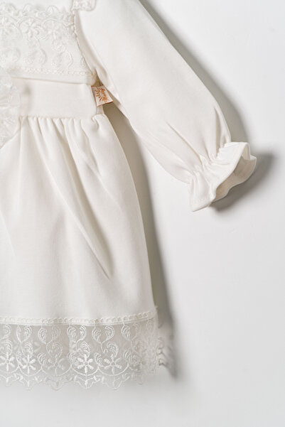 Miniday Baby Kız Bebek Mevlütlük Elbise Dantelli Bandanalı