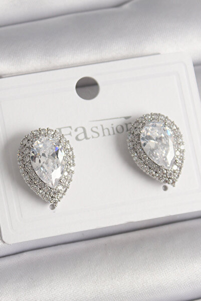 Skygo أقراط نسائية بنموذج قطرة من الأرز والفضة اللون مع حجر الزركون - TJ-BKP9918