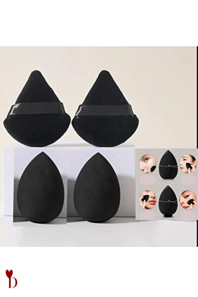 Dami Beauty Profesyonel Siyah Pudra Fondöten 4'li Siyah Pro Sünger Seti