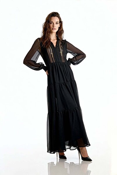 UTOPIAN Zincir Detaylı Transparan Elbise