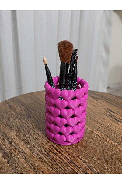 Özel Yapım علبة فرشاة مكياج وردية اللون على شكل قلب