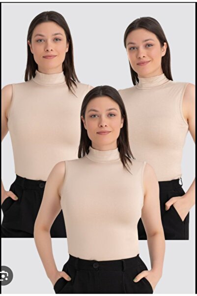 Sortie Women's Athlete Zero Sleeve Turtleneck Bamboo Skin Color