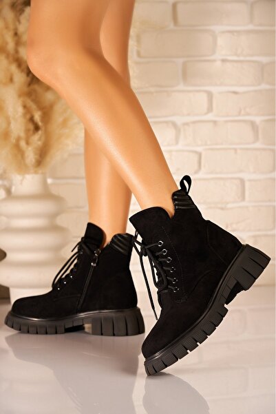 Joana Cizme Kyomi2 negre cu căptușeală din piele întoarsă artificială