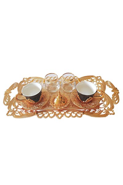 BUSEM Busem Turkish coffee set, 9 pieces, 39×20 cm, gold and black