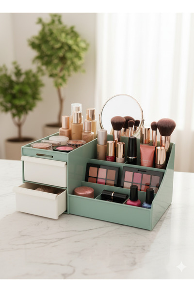 Buclee منظم مكياج فاخر - صندوق تنظيم المكياج مع أدراج - منظم سطح المكتب متعدد...