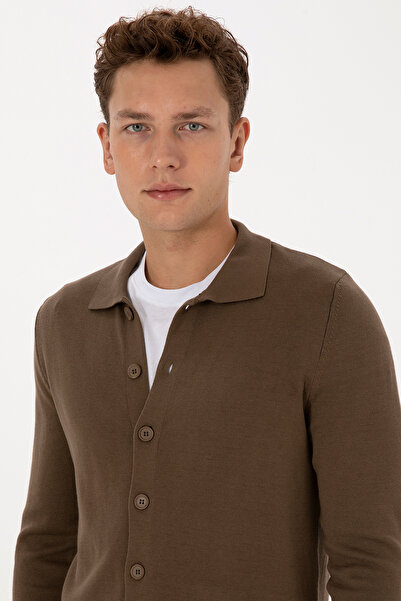 U.S. Polo Assn. Men's Light Khaki Basic Knitwear Cardigan 50313690-Vr183