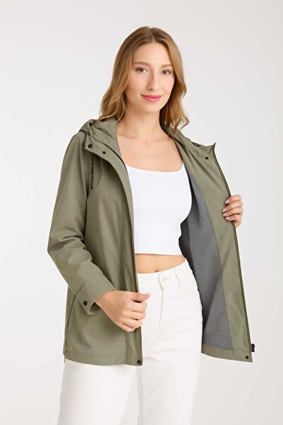 Wise Women's Relaxed Fit Hooded Trench Coat