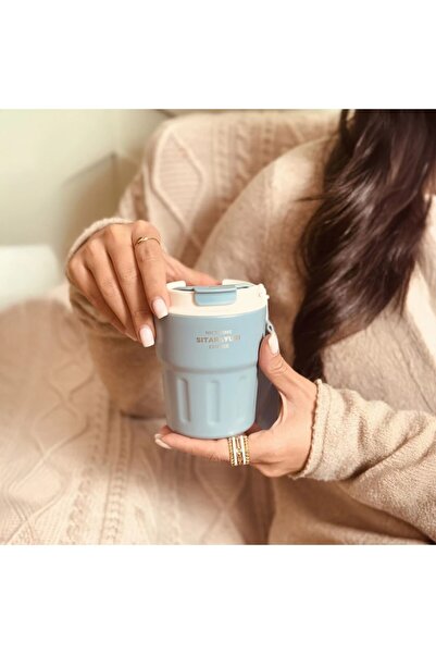 Troni SITARAYURI Thermal Coffee Mug, Double Wall, Airtight Lid with Flip Lid HZ033