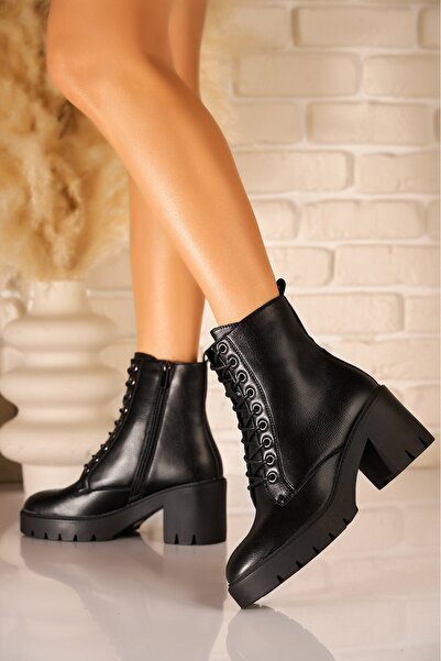 Joana Γυναικείες μαύρες μπότες Isobella από τεχνητό δέρμα