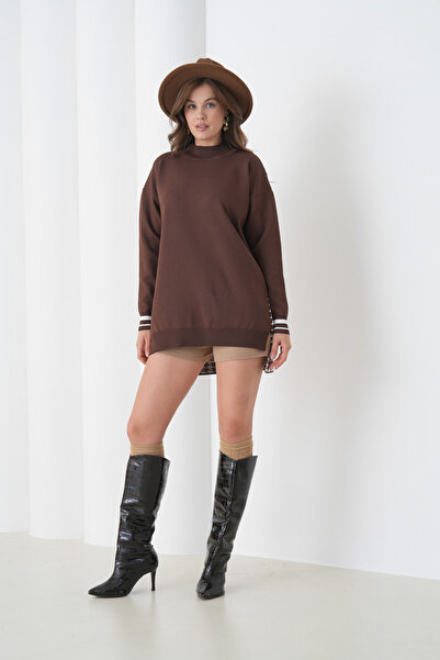 ZYRA Women's Goose Foot Patterned Tricot Tunic