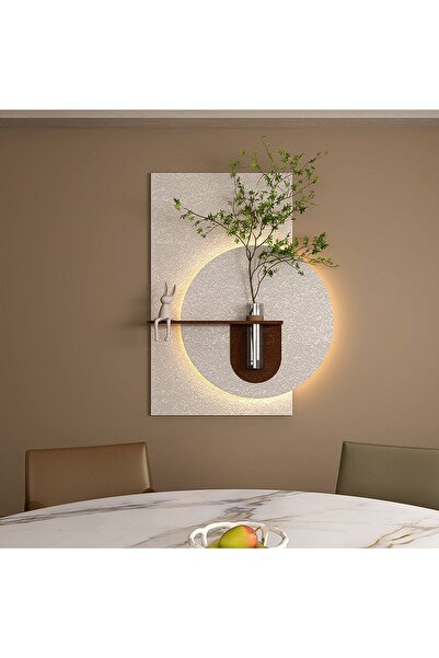 DEKORLİNE LED Işıklı Dekoratif Duvar Panosu Vazo Dahil Modern Duvar Aydınlatması
