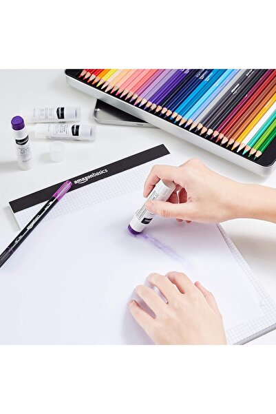 Amazon basics Glue Sticks, Violet, Washable, Dries Clear, 6 ml, 4 Pack