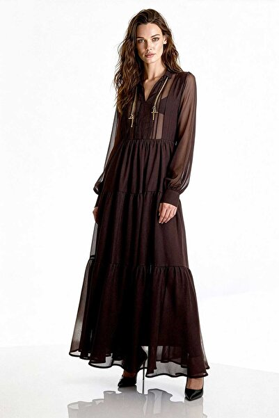 UTOPIAN Zincir Detaylı Transparan Elbise