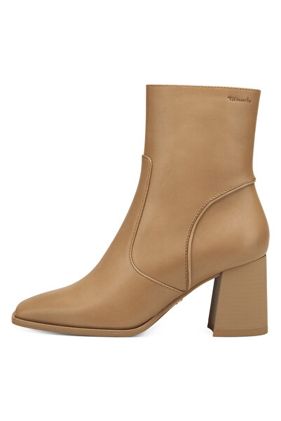 Tamaris brown leather ankle boots with block heel
