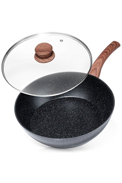 Other Patelnia granitowa ze szklaną pokrywką BLACK&WOOD 28 cm, 3,5 l