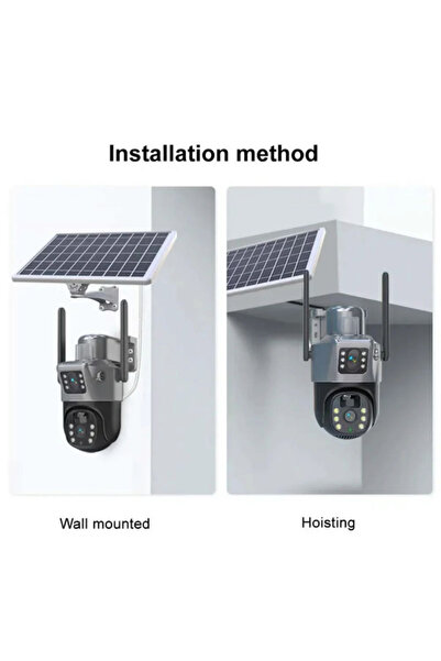Zherqon Dual-lens Solar Surveillance Camera, Wireless, 8000 mAh, 4G, 8MP, Auto-Rotate, Color Night Vision